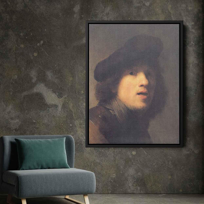 Self-portrait with Gorget and Beret (1629) by Rembrandt - Canvas Artwork