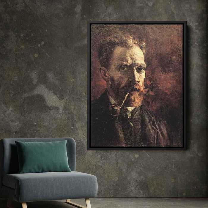 Self-Portrait with Pipe (1886) by Vincent van Gogh - Canvas Artwork