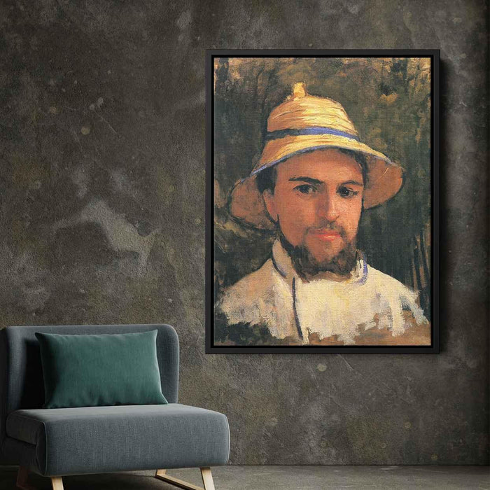 Self-Portrait with Pith Helmet (1873) by Gustave Caillebotte - Canvas Artwork
