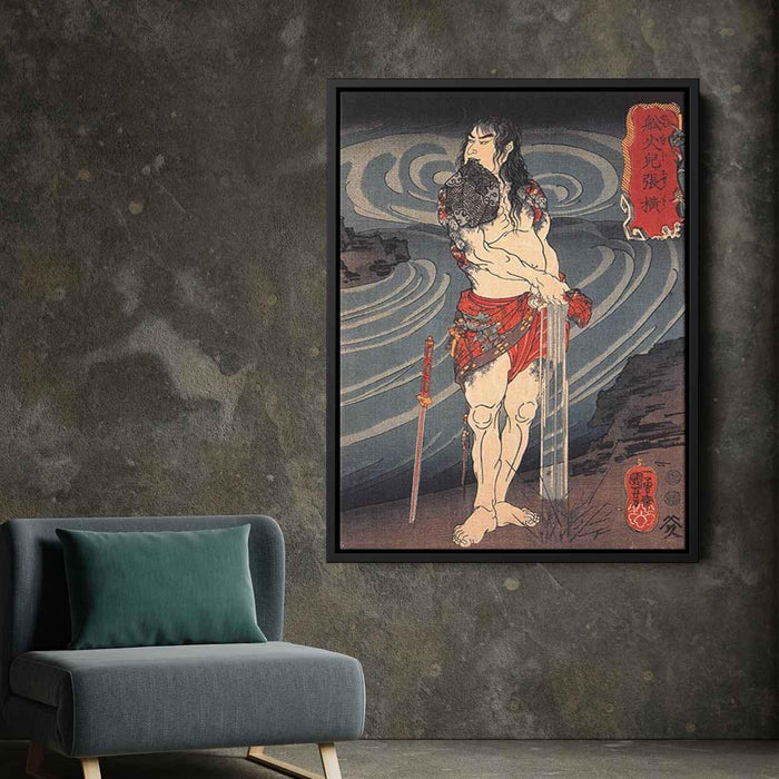 Senkaji Chao wringing out his loincloth by Utagawa Kuniyoshi - Canvas Artwork