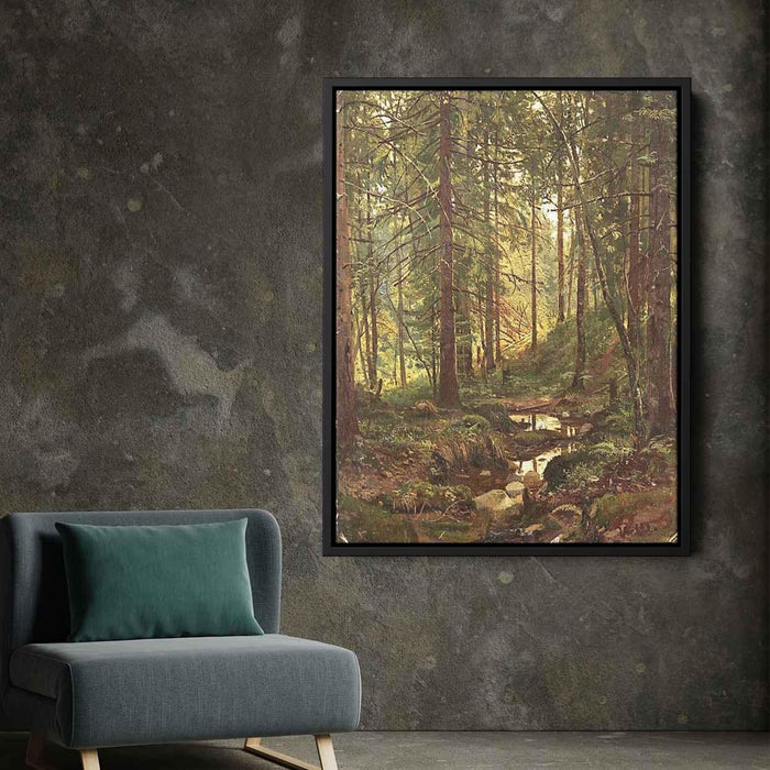 Stream by a Forest Slope (1880) by Ivan Shishkin - Canvas Artwork