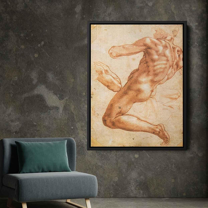 Study for an ignudo (1508) by Michelangelo - Canvas Artwork