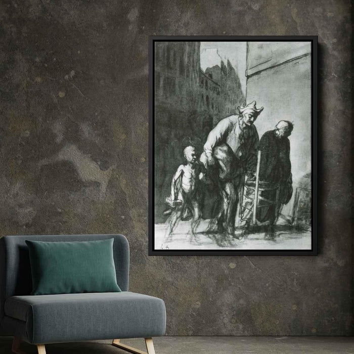 The Displacement of the Travelling Acrobats by Honore Daumier - Canvas Artwork