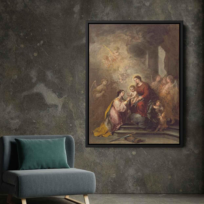 The Mystic Marriage of Saint Catherine (1682) by Bartolome Esteban Murillo - Canvas Artwork