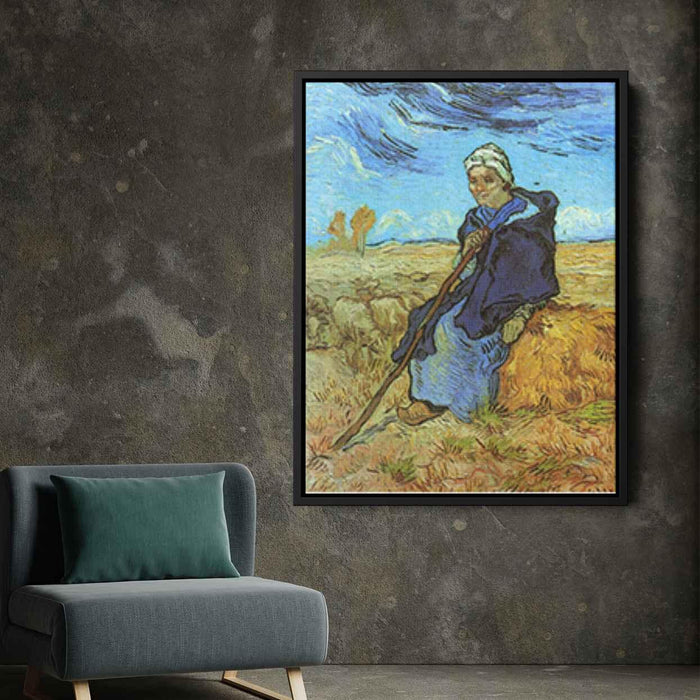 The Shepherdess (after Millet) (1889) by Vincent van Gogh - Canvas Artwork