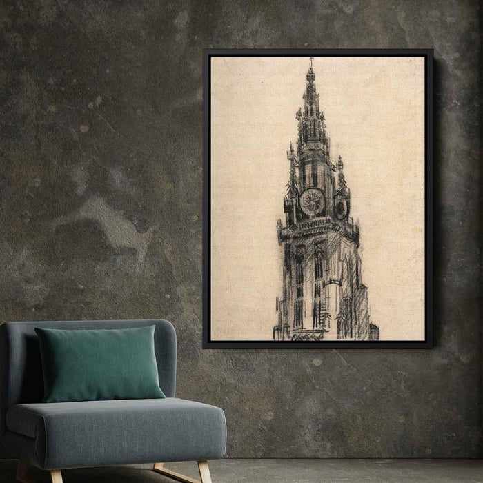 The Spire of the Church of Our Lady (1885) by Vincent van Gogh - Canvas Artwork