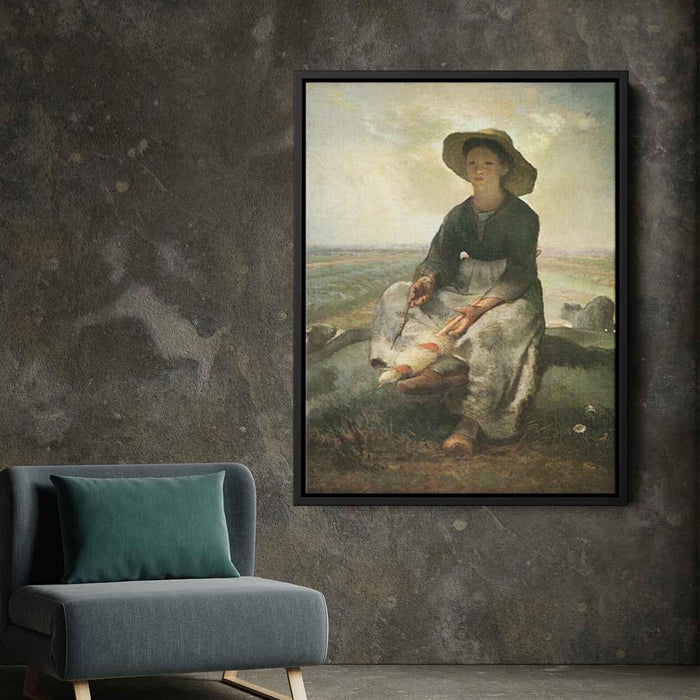 The Young Shepherdess (1873) by Jean-Francois Millet - Canvas Artwork