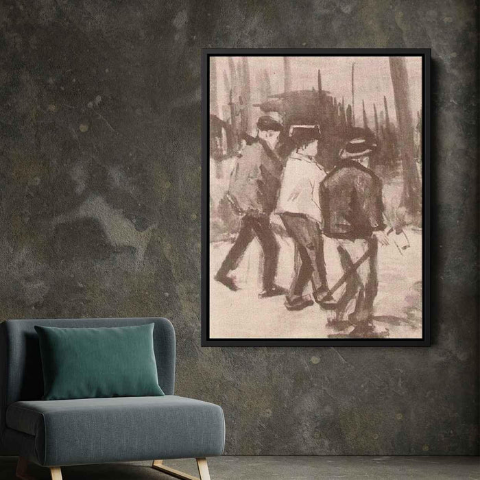 Three Woodcutters Walking (1884) by Vincent van Gogh - Canvas Artwork