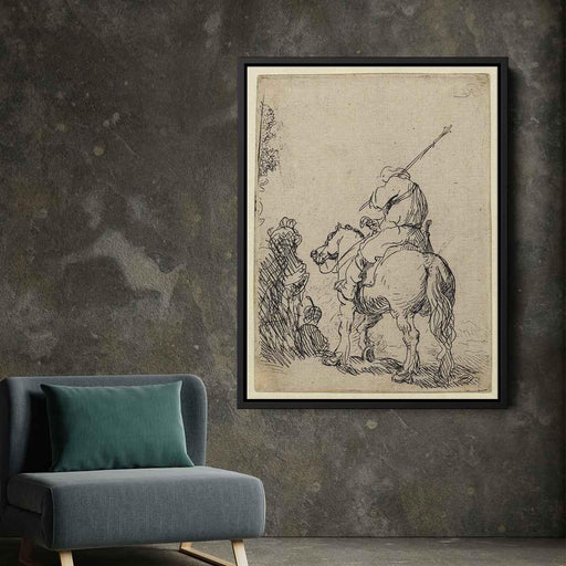 Turbaned soldier on horseback (1632) by Rembrandt - Canvas Artwork