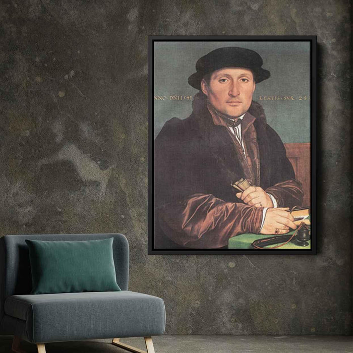 Unknown Young Man at his Office Desk (1541) by Hans Holbein the Younger - Canvas Artwork