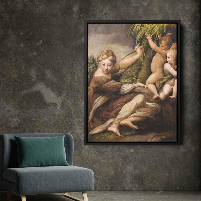 Virgin and Child with an Angel (1523) by Parmigianino - Canvas Artwork