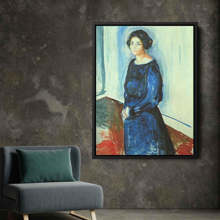 Woman in Blue (Frau Barth) (1921) by Edvard Munch - Canvas Artwork