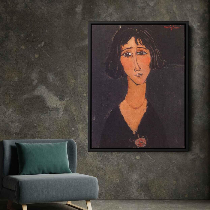 Young Girl Wearing a Rose (1916) by Amedeo Modigliani - Canvas Artwork