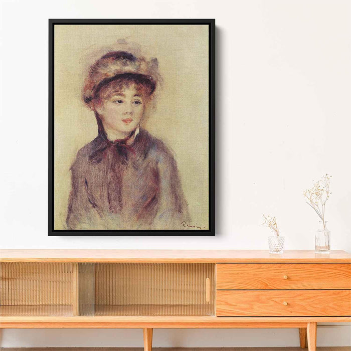 Bust of a Woman Wearing a Hat (1881) by Pierre-Auguste Renoir - Canvas Artwork