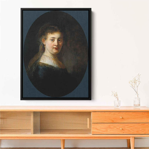 Bust of Young Woman (probably Saskia van Uylenburgh) (1633) by Rembrandt - Canvas Artwork