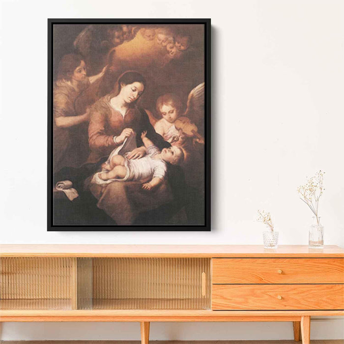 Mary and Child with Angels Playing Music (1675) by Bartolome Esteban Murillo - Canvas Artwork