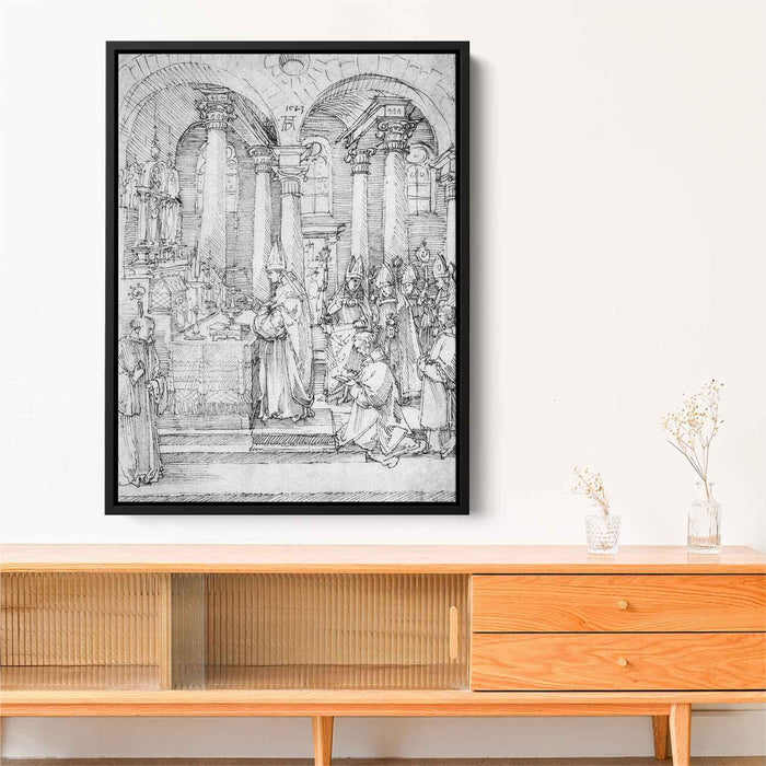 Mass of Cardinal Albrecht of Brandenburg in the Abbey Church Hall (1523) by Albrecht Durer - Canvas Artwork