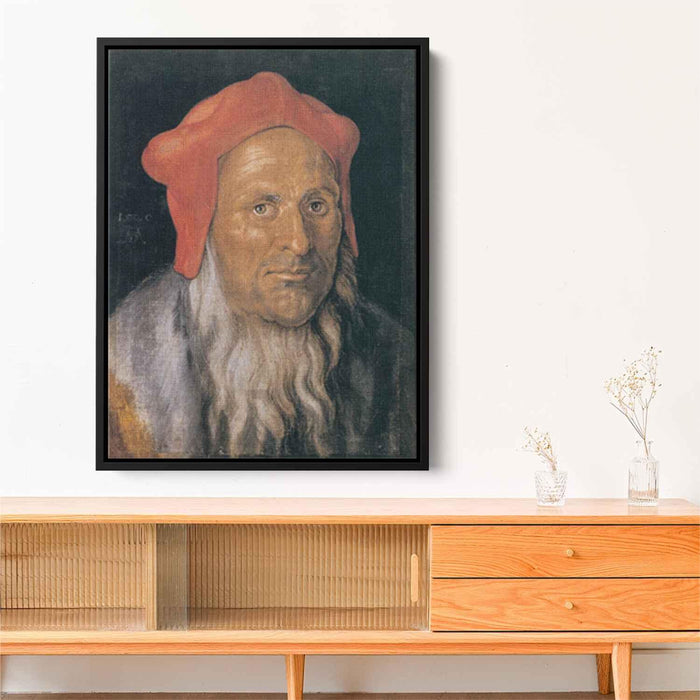 Portrait of a Bearded Man in a Red Hat (1520) by Albrecht Durer - Canvas Artwork