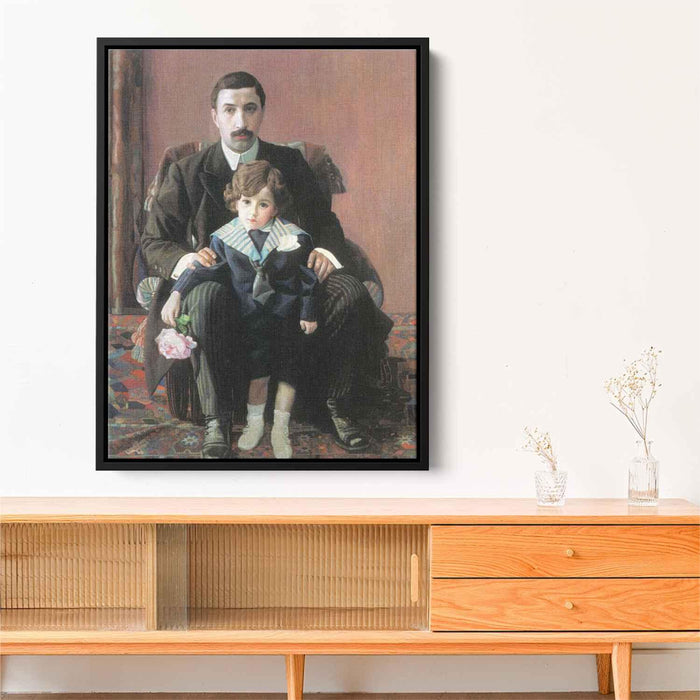 Portrait of Arman Frantsevich Aziber and his son (1915) by Pavel Filonov - Canvas Artwork