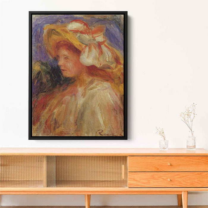 Profile of a Young Woman in a Hat by Pierre-Auguste Renoir - Canvas Artwork