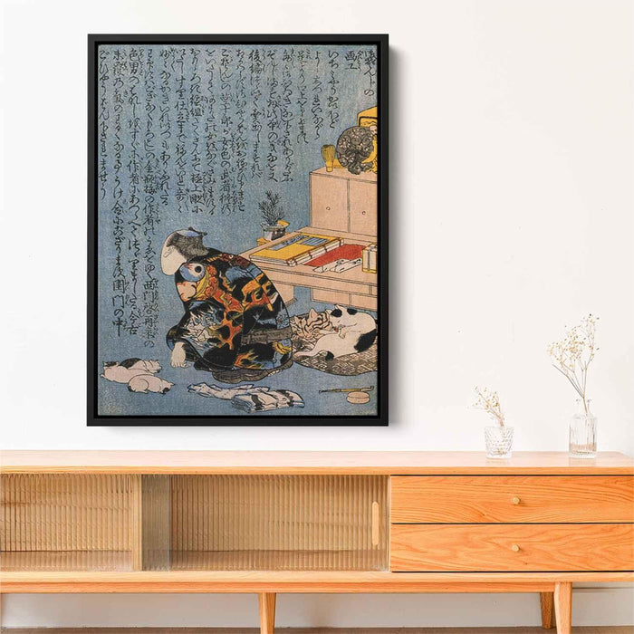 Self-portrait of the Shunga album by Utagawa Kuniyoshi - Canvas Artwork