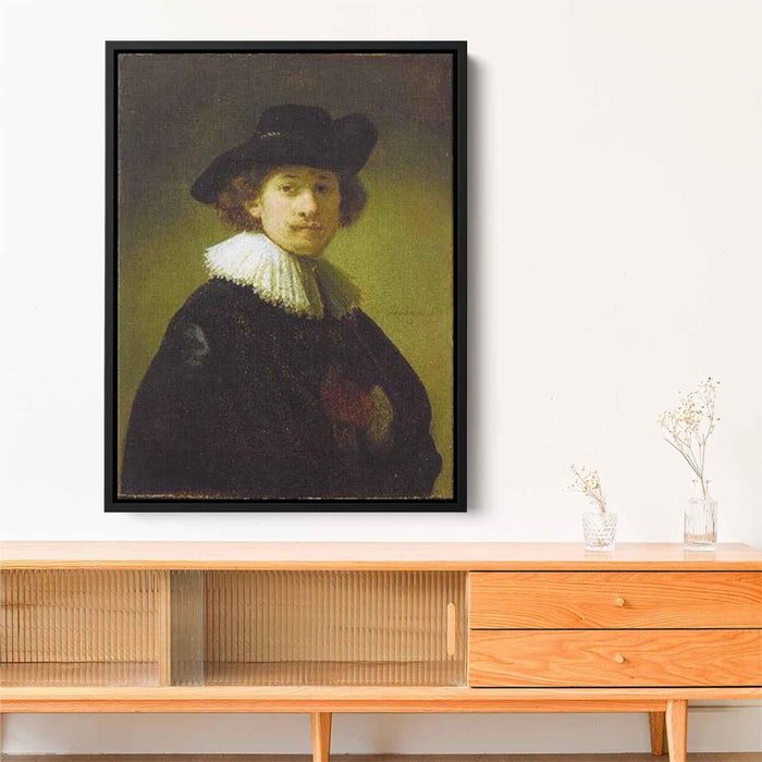 Self-portrait with hat (1632) by Rembrandt - Canvas Artwork