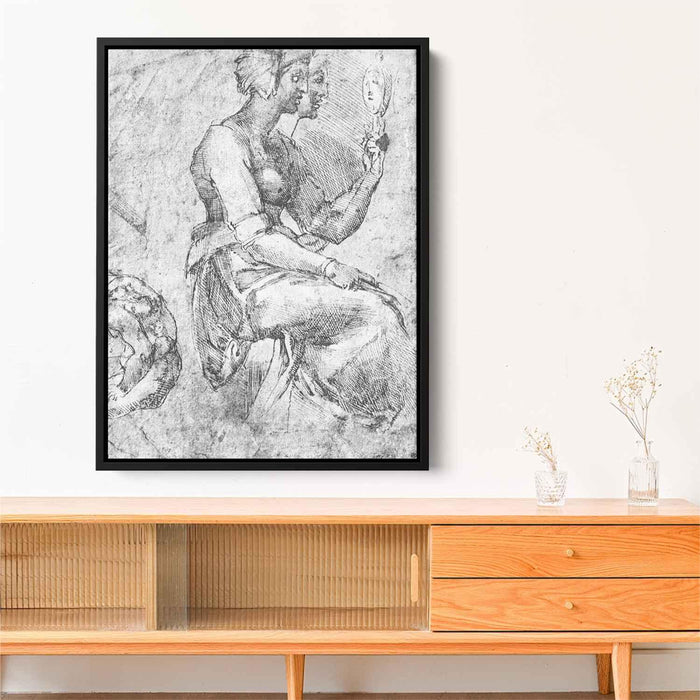 Study of a Seated Woman by Michelangelo - Canvas Artwork