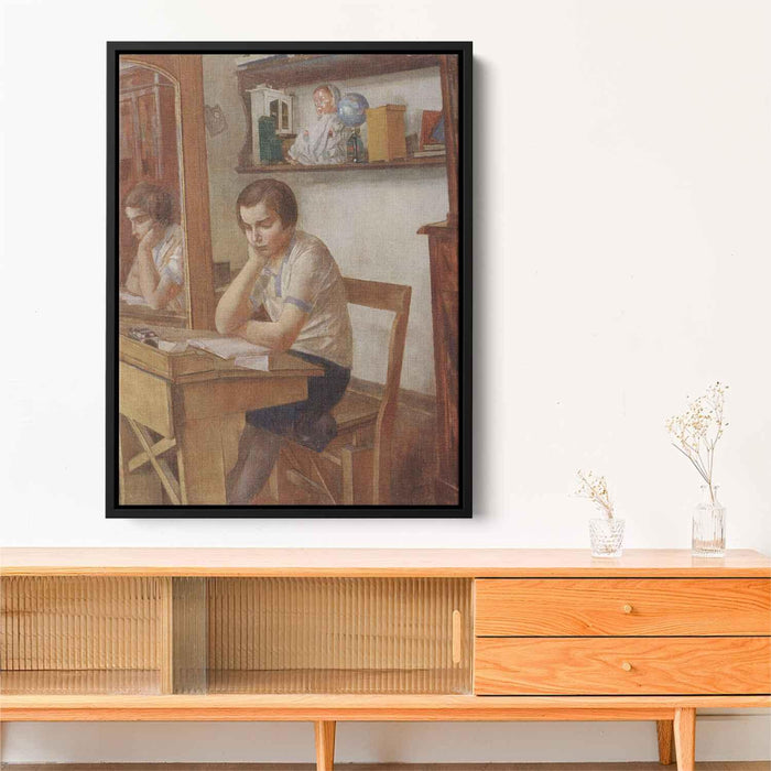 The girl at the desk (1934) by Kuzma Petrov-Vodkin - Canvas Artwork