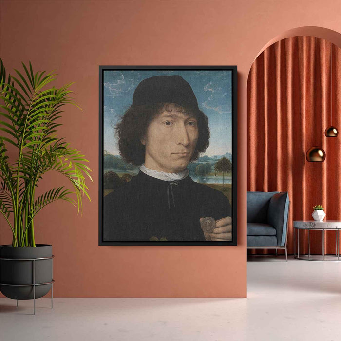 Portrait of a Man holding a coin of the Emperor Nero (1480) by Hans Memling - Canvas Artwork