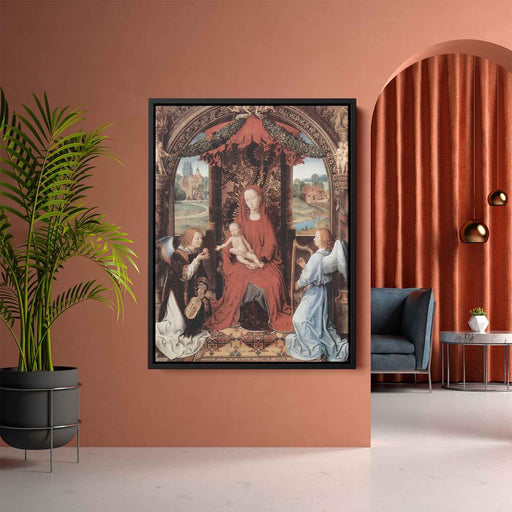 Madonna and Child Enthroned with Two Angels (1480) by Hans Memling - Canvas Artwork