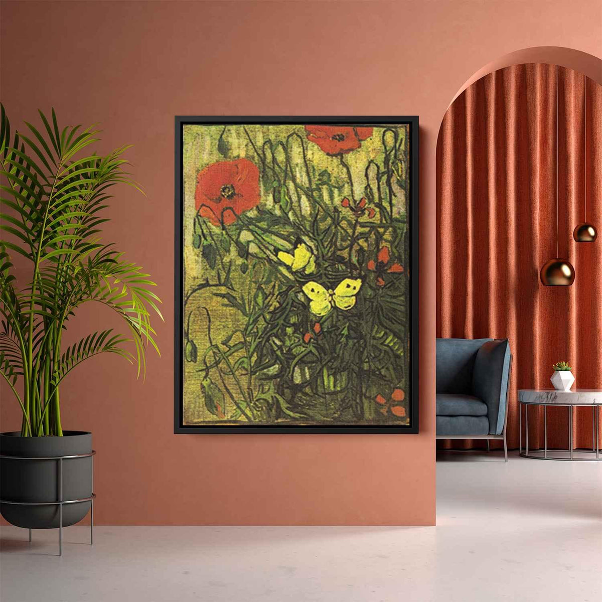 ARTCANVAS popular Butterflies and Poppies 1889 by Vincent Van Gogh Canvas Art Print