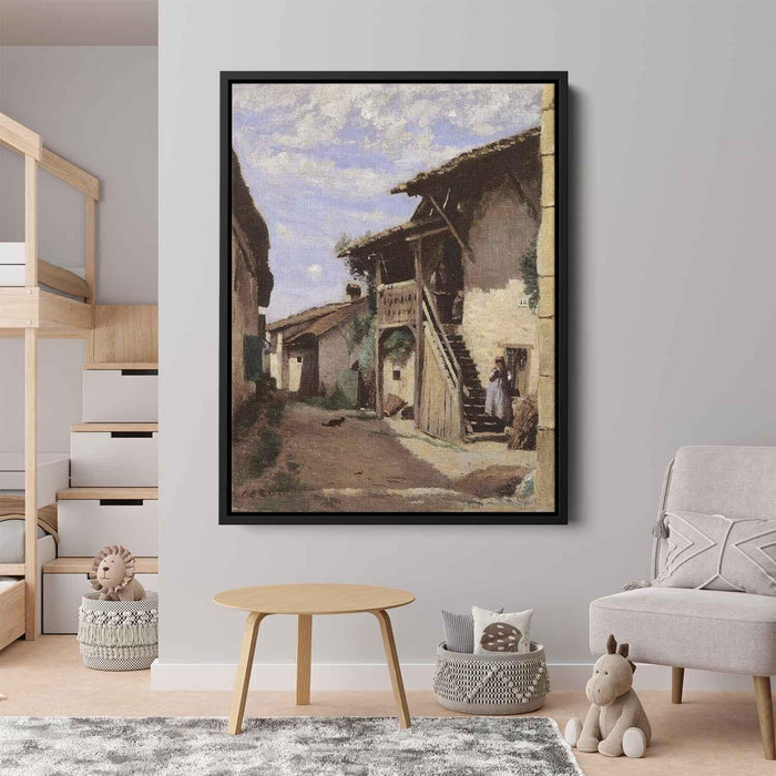 A Village Street, Dardagny by Camille Corot - Canvas Artwork