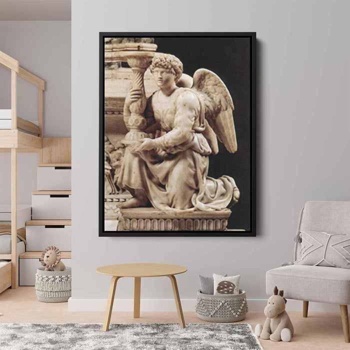 Angel with Candlestick (1495) by Michelangelo - Canvas Artwork