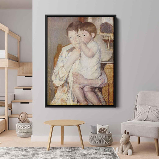 Baby in His Mother`s arms, sucking his finger by Mary Cassatt - Canvas Artwork