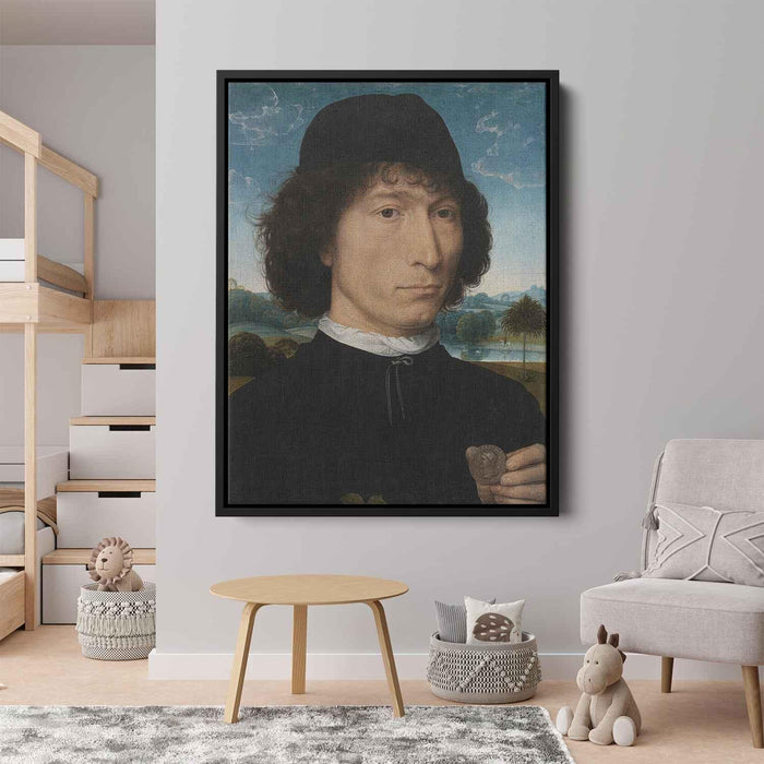 Portrait of a Man holding a coin of the Emperor Nero (1480) by Hans Memling - Canvas Artwork