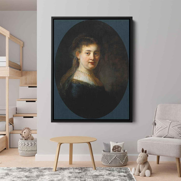 Bust of Young Woman (probably Saskia van Uylenburgh) (1633) by Rembrandt - Canvas Artwork