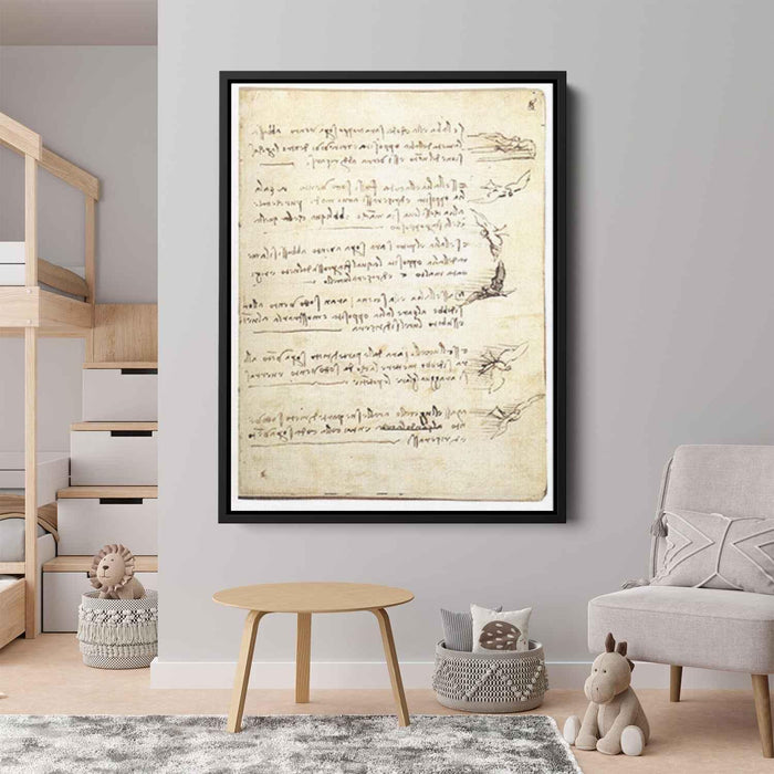 Codex on the flight of birds (1505) by Leonardo da Vinci - Canvas Artwork