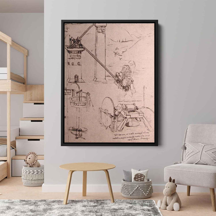 Drawings of machines (1500) by Leonardo da Vinci - Canvas Artwork