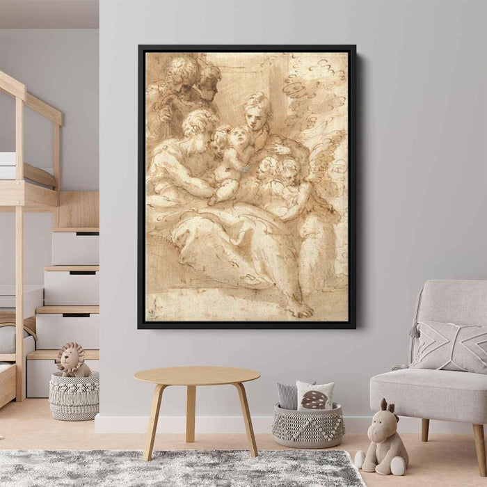 Holy Family with Shepherds and Angels (1524) by Parmigianino - Canvas Artwork