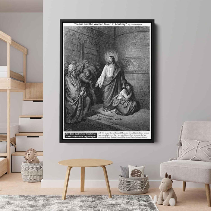 Jesus And The Woman Taken In Adultery by Gustave Dore - Canvas Artwork