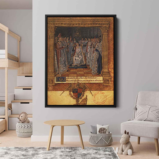 Louis XI chairing a chapter (1470) by Jean Fouquet - Canvas Artwork