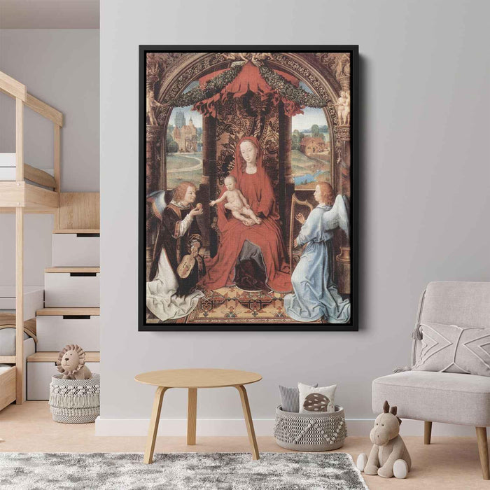 Madonna and Child Enthroned with Two Angels (1480) by Hans Memling - Canvas Artwork