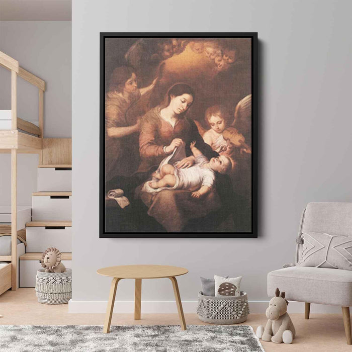 Mary and Child with Angels Playing Music (1675) by Bartolome Esteban Murillo - Canvas Artwork