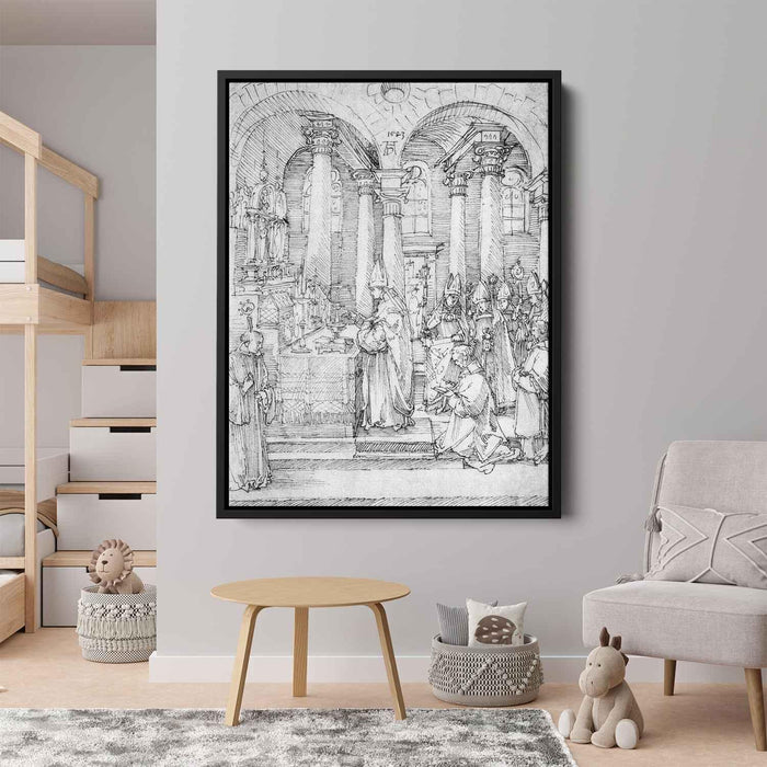 Mass of Cardinal Albrecht of Brandenburg in the Abbey Church Hall (1523) by Albrecht Durer - Canvas Artwork