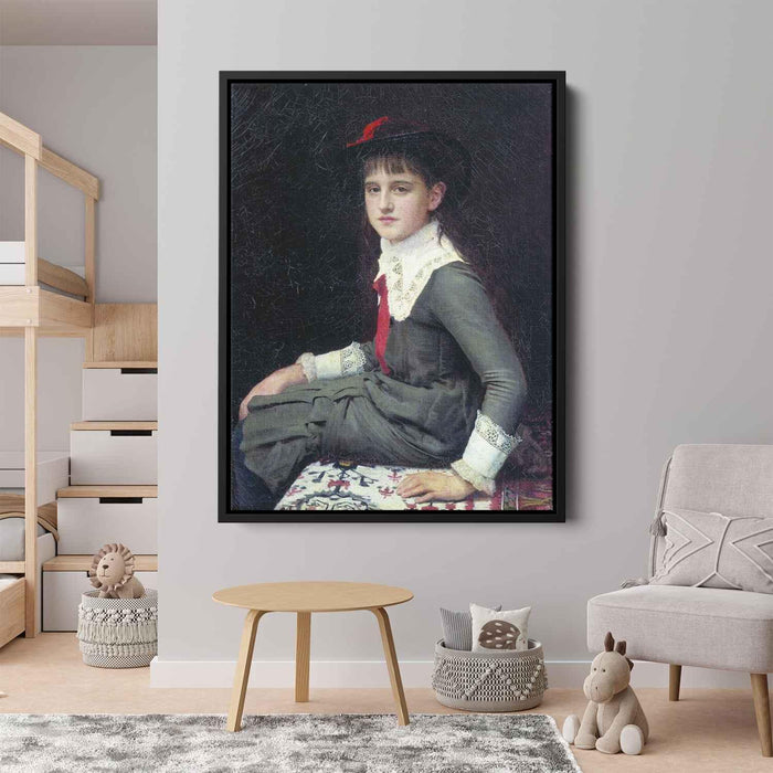 Portrait of Barbara Kirillovna Lemokh in childhood (1882) by Ivan Kramskoy - Canvas Artwork