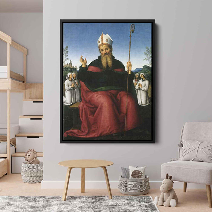 St. Augustine and four States of a fraternity (1498) by Pietro Perugino - Canvas Artwork