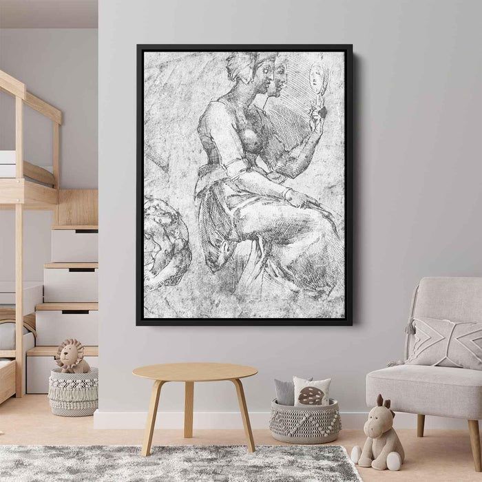 Study of a Seated Woman by Michelangelo - Canvas Artwork