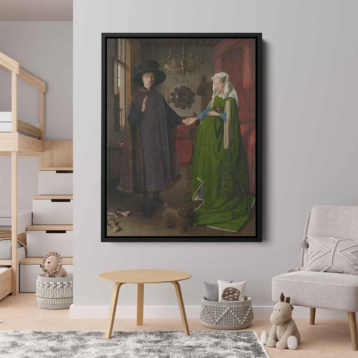 The Arnolfini Wedding. Portrait of Giovanni Arnolfini and his Wife Giovanna Cenami (The Arnolfini Marriage) (1434) by Jan van Eyck - Canvas Artwork