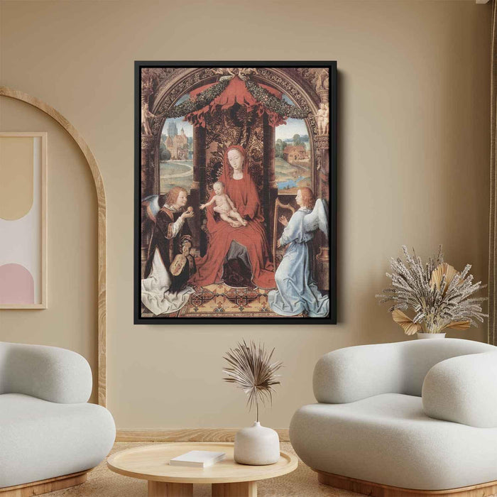 Madonna and Child Enthroned with Two Angels (1480) by Hans Memling - Canvas Artwork