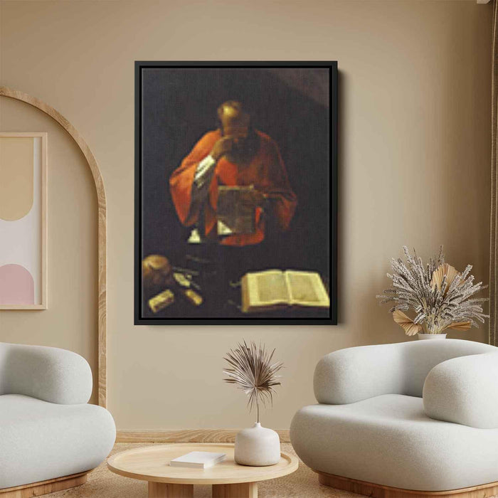 St.Jerome reading (1638) by Georges de la Tour - Canvas Artwork